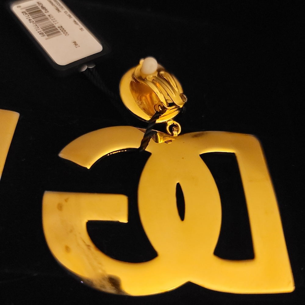 AUTHENTIC DOLCE & GABBANA OVERSIZED DG CLIP ON EARRINGS NEW - Picture 12 of 15